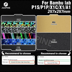バンブラブビルドプレートのジューウピン257x257スプリングスチールシートPEI PEO H1H PEYシートA1 X1C P1Sビルドプレート3Dプリンター竹ラボ 10ベストセールスPEIベッド-2
