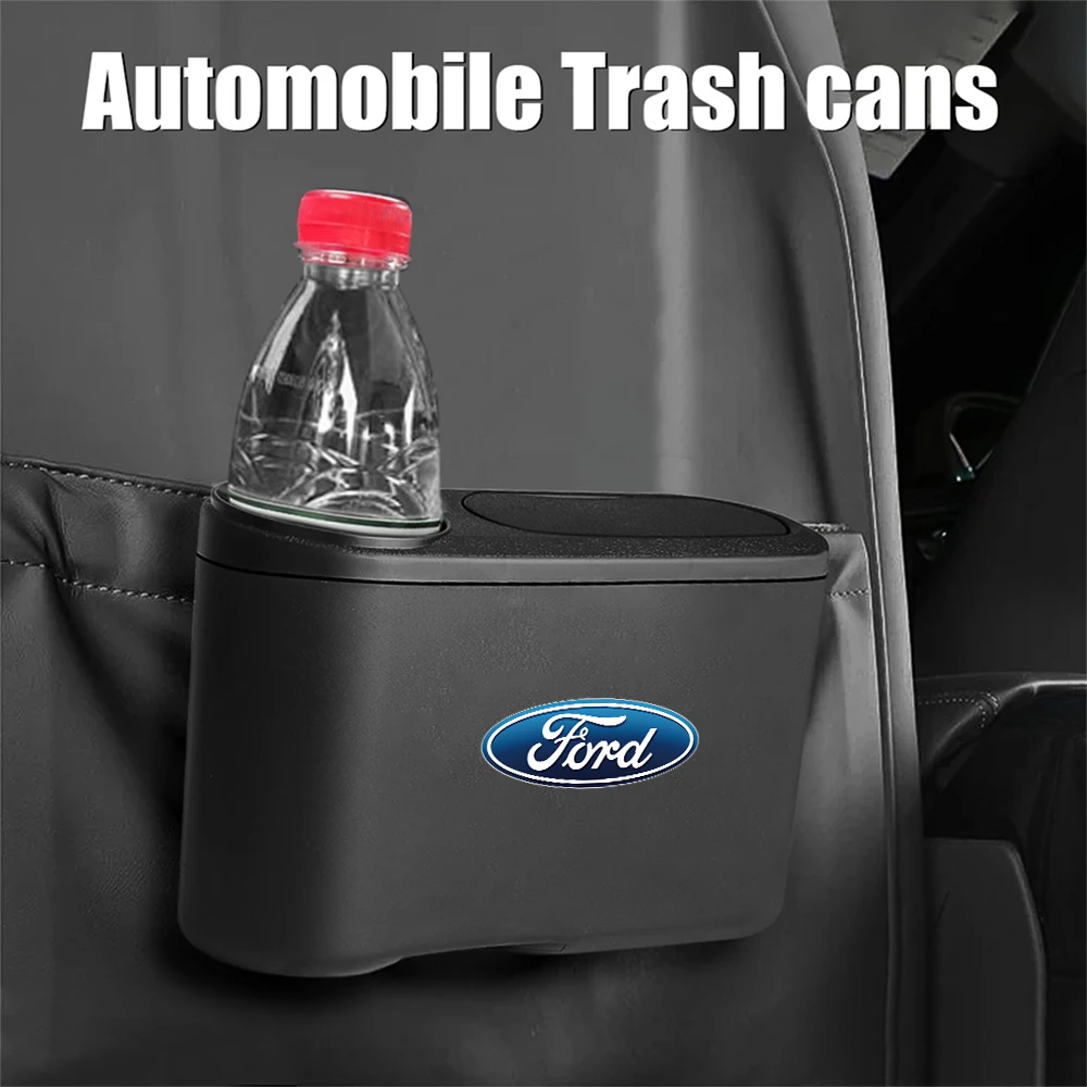 Car Door Hanging Trash Can With Water Bottle Holder Trash Bin For Ford Ranger Focus Kuga S-MAX Transit Mondeo Fusion Fiesta