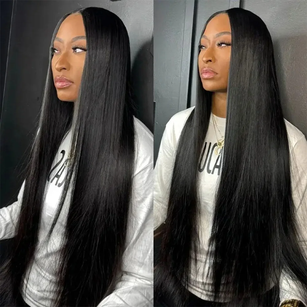 

200% Density Straight Hd Transparent 13x6 Lace Frontal Wig Brazilian 36 Inch 13x4 Lace Front 100%Human Hair Wigs For Black Women