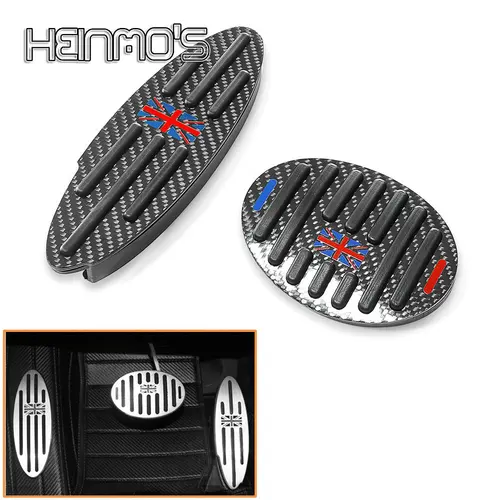 자동 발판 페달 스티커, 미니 쿠퍼 F55 F56 F60 R55 R56 R60 용, 탄소 섬유 액셀 브레이크 레스트 풋 페달 커버 