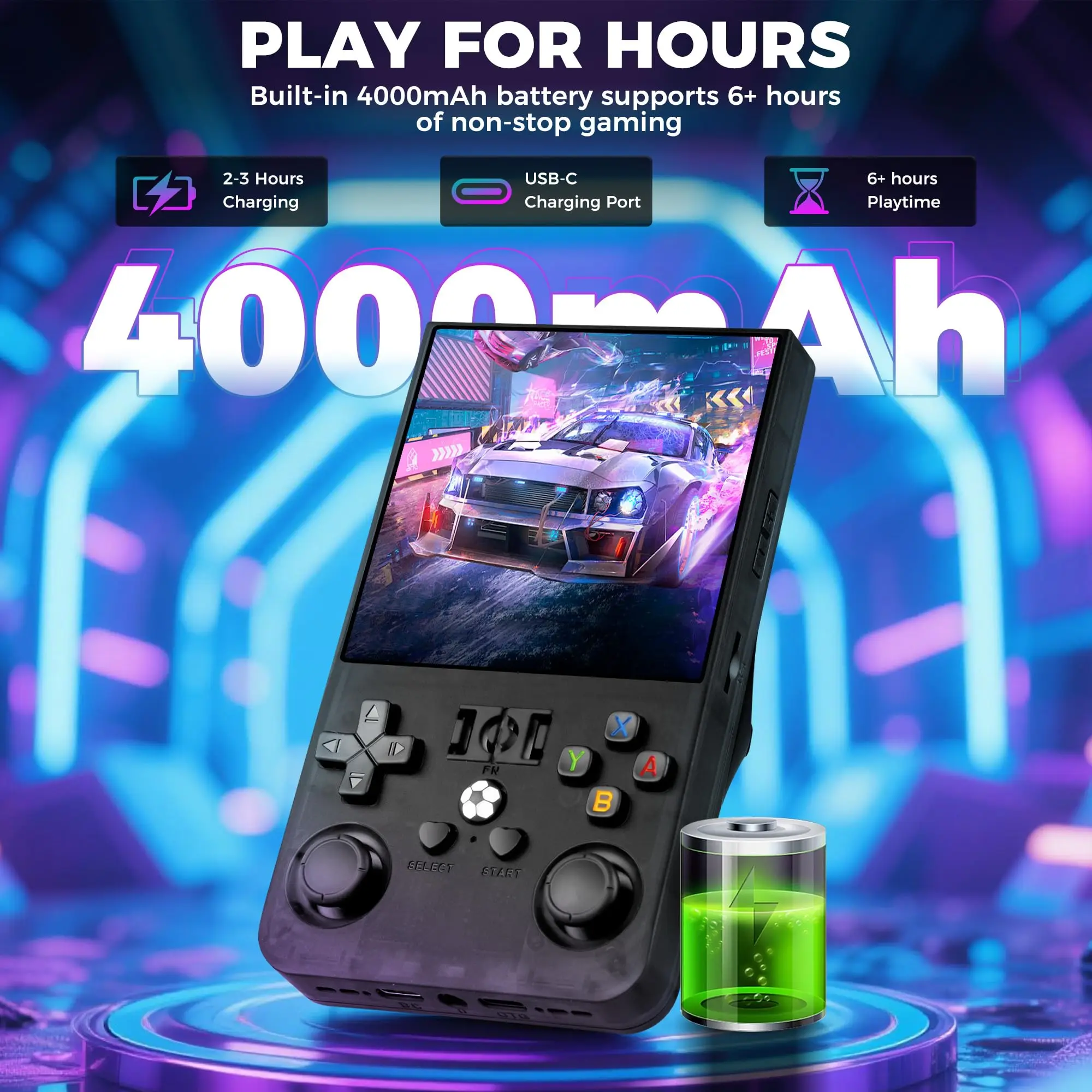 Linux System R36MAX 64GB Open Source Retro Handheld Video Game Console 4.0 Inch IPS Screen 18000+ Portable Pocket Video Player