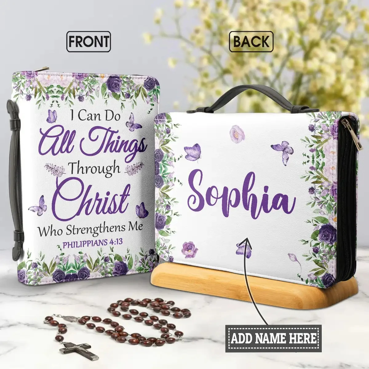 Customized Name Bible Pack Leather Zipper Personalized Name Bible Carry Bag Unisex Church Protection Bags Add Your Name Gifts