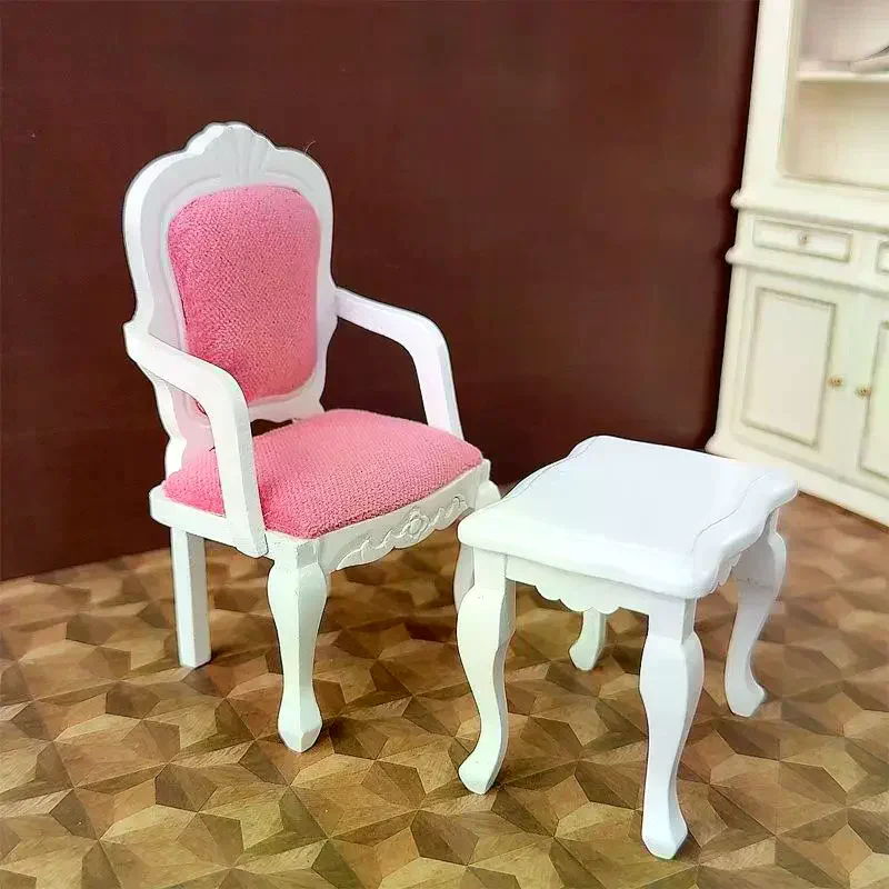 1Pcs 1/12 Dollhouse Simulation Small Tea Table Model Doll Home Armchair Living Room Furniture Decor Dolls House Scene Ornament