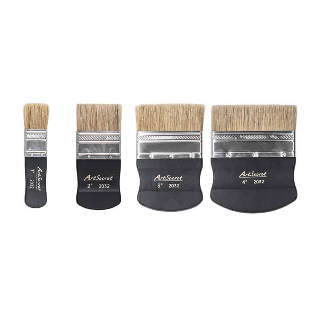 ArtSecret Long Chungking Bristle Paint Brush Wooden Handle Painting Brush for Gouache Watercolor Oil Paint Acrylic Art Supplies