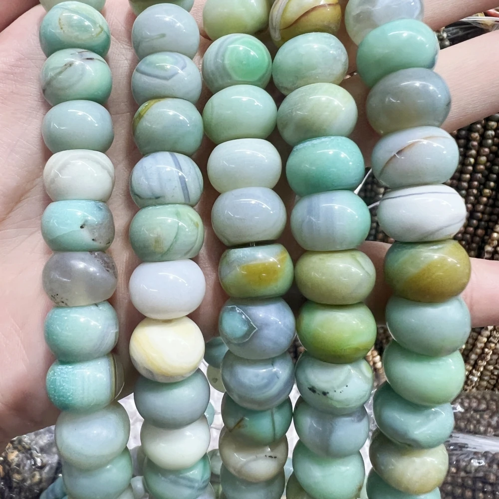 10x14MM 2Strands Large Green Fire Agates Rondelle Nugget Beads For DIY Jewelry Making MY230856