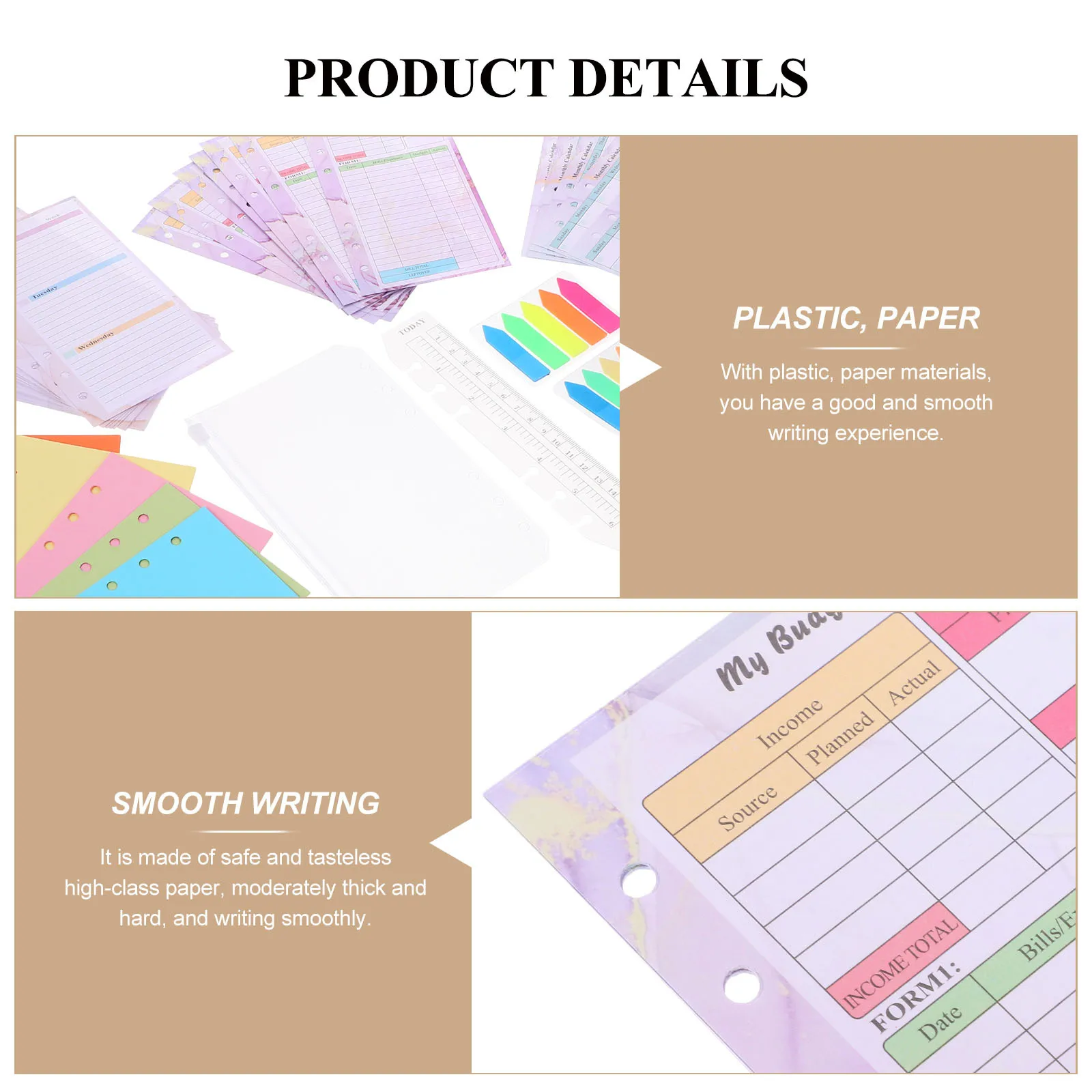 

1 set 1 Set 100 Sheets Replaceable Notebook Papers Loose Leaf Paper For Study Binder Daily Planner Journal English Lined Paper