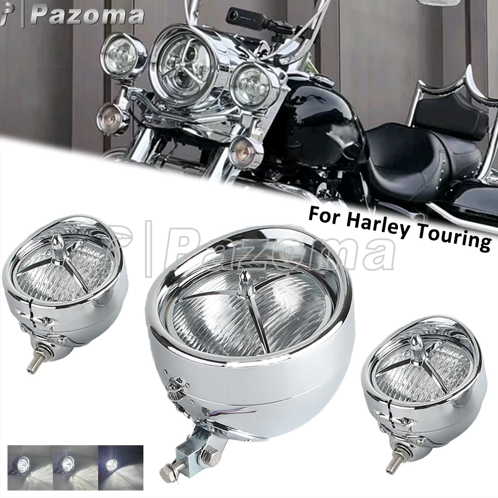 Scheinwerfer Universal Für Harley Electra Glide FLHT Road King FLHR Street Glide FLHX Motorrad Hilfs Lampe Krempe Trim Abdeckung LED