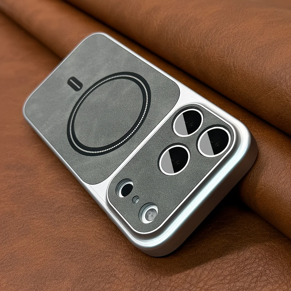 Neue Matte Kunstleder-Magnet-Handyhülle für iPhone 18 17 Air 16 15 14 13 Pro Max für Magsafe Kabelloses Laden Rückseitenabdeckung – Detail 3