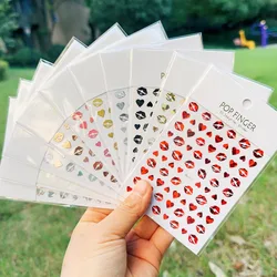 3D Nail Decals Valentine Day Heart Lips Adhesive Nail Art Stickers Gold Silver Black White Decoration Manicure Nail Tips Slider