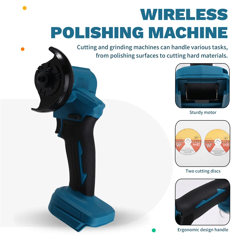 AT02-Cordless 3-Inch Mini Angle Grinder And Polishing Machine, Comes With 2 Cutting Discs, For  18V Battery