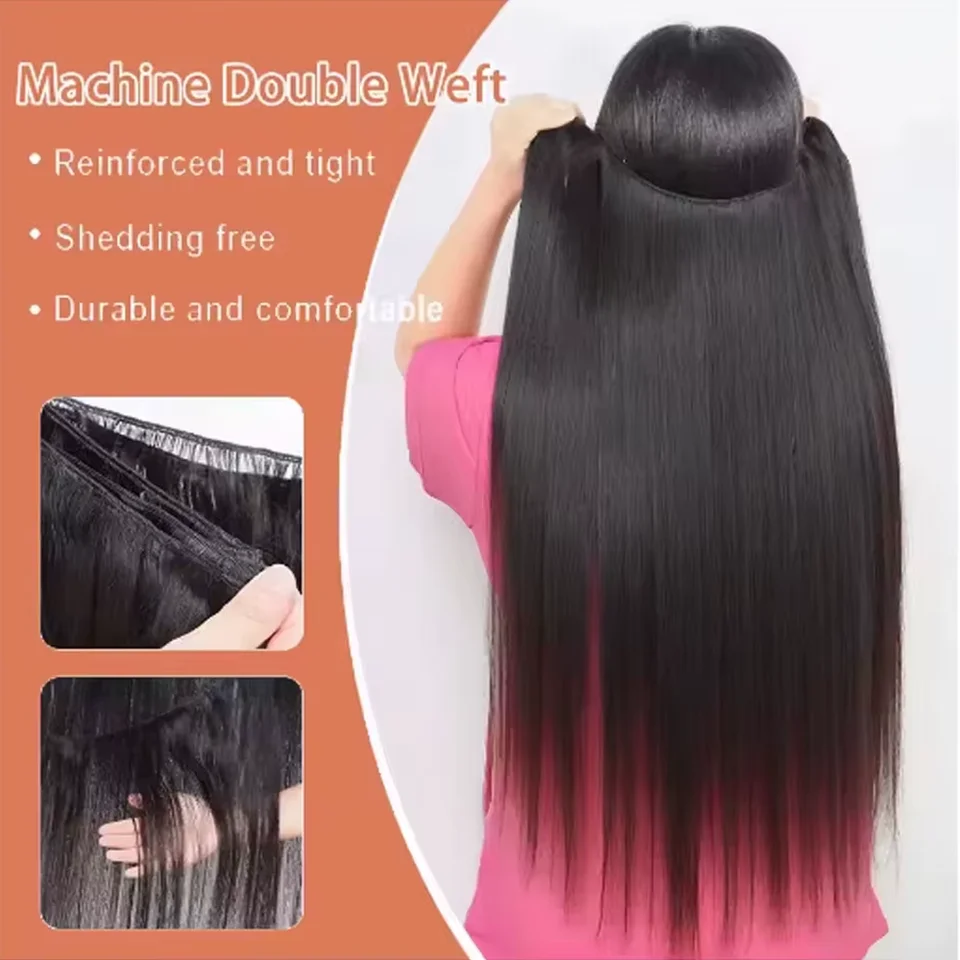 32 Pulgadas Paquetes de Cabello Humano Brasileño Liso Crudo Virgen 1 3 4 Paquete Doble Tejido Paquete para Mujeres Negras Listo para Usar 3