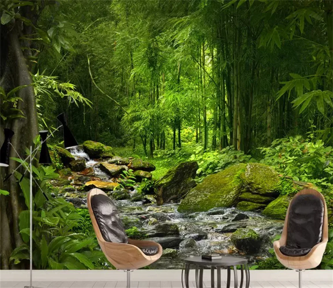 papel-de-parede-para-sala-de-estar-com-arte-de-floresta-primitiva-do-sudeste-asiatico-mural-de-Arvore-centenaria-e-fundo-para-tv