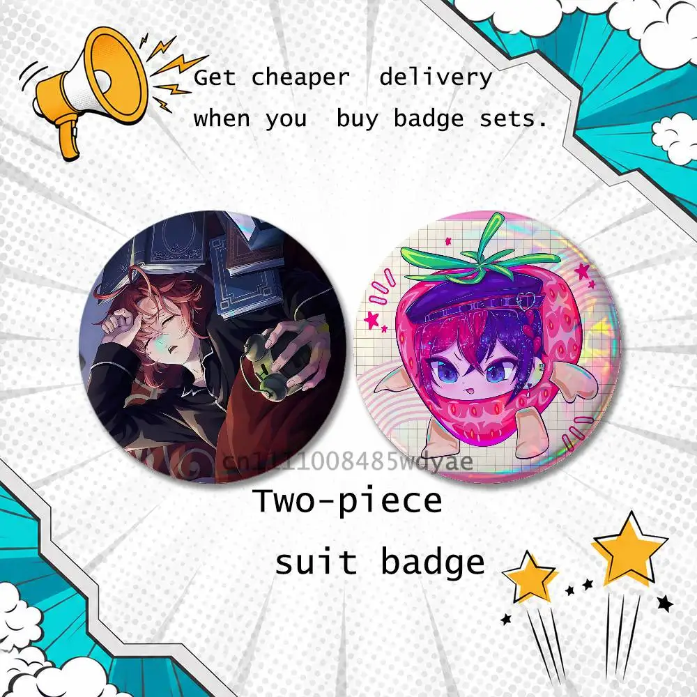 R-RiddleS R-Rosehearts 2-piece set Pins Backpack Clothes Jewelry Accessories Cartoon Round Brooch Button Badge Gifts