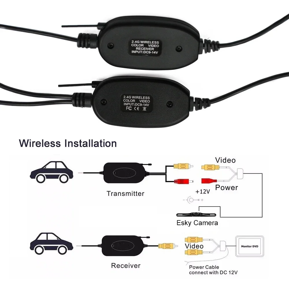 Parking Wireless Universal Car Rear View Camera with 8 LED Back Reverse Camera Dual control RCA Night Vision receiver & transmit