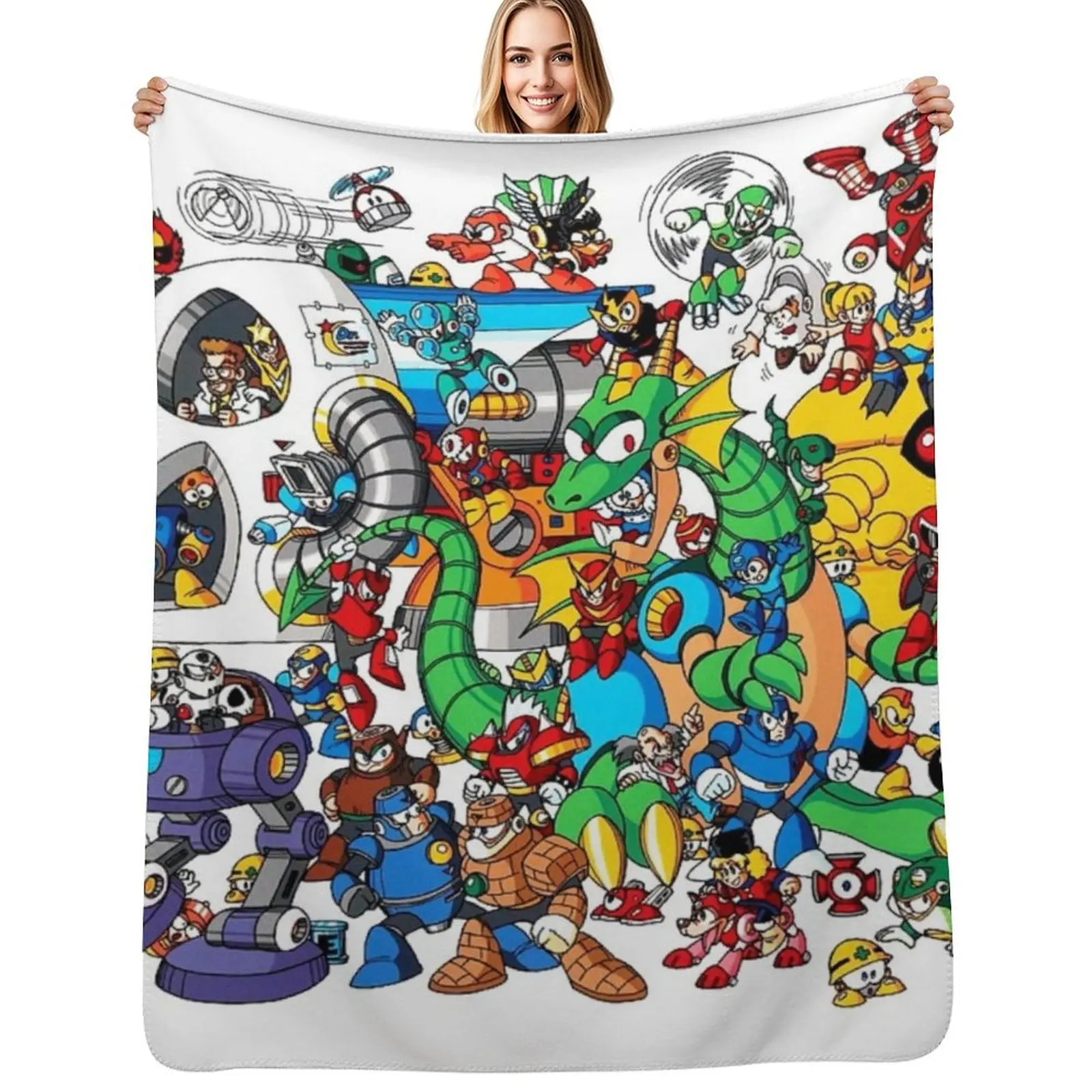 Mega Man and all of his enemies Throw Blanket Single Luxury Thicken Luxury Brand Custom Summer Warm Blankets