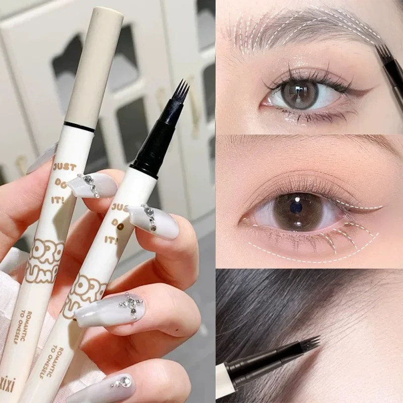 3D Four Claw Eyebrow Pencil Natural Wild Eyebrow Eyelash Eyeliner Waterproof Eyebrow Pen Ey ebrow with 4 Split Head Makeup