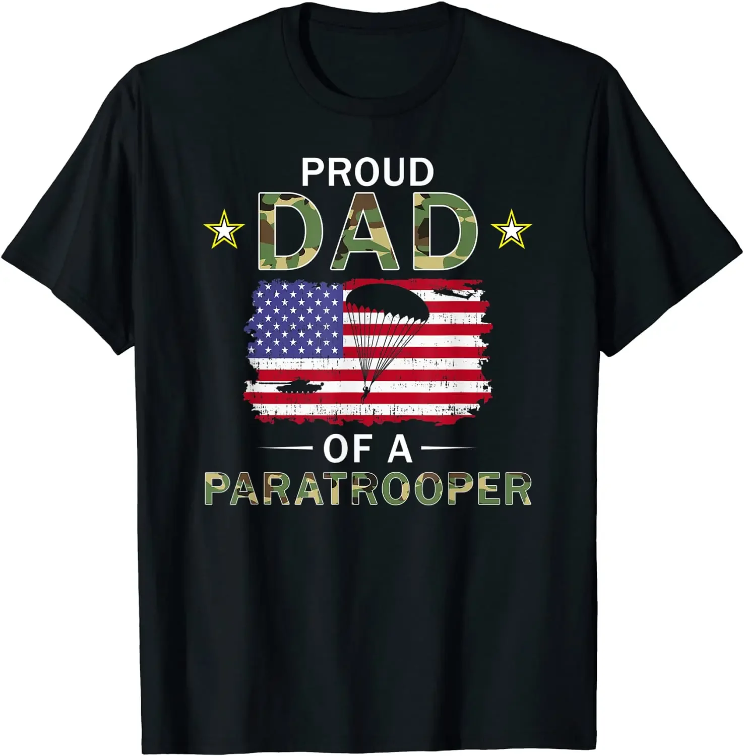 Proud Dad Of A US Army Airborne Division Paratrooper Men T-Shirt Short  Casual  100% COTTON  O-Neck  men clothing