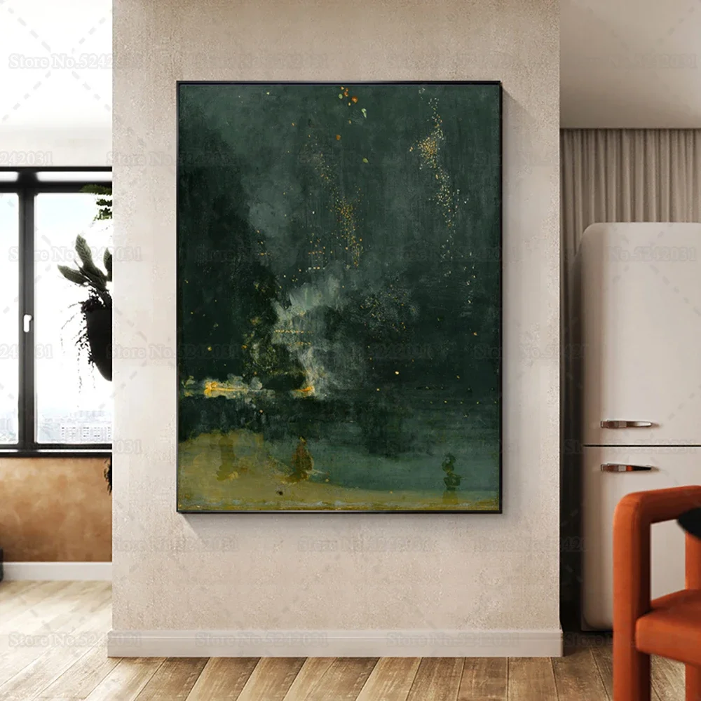 James McNeill Whistler Nocturne черно-золотой картины на холсте с падающей ракетой James McNeill Whistler Nocturne черно-золотой картины на холсте с падающей ракетой