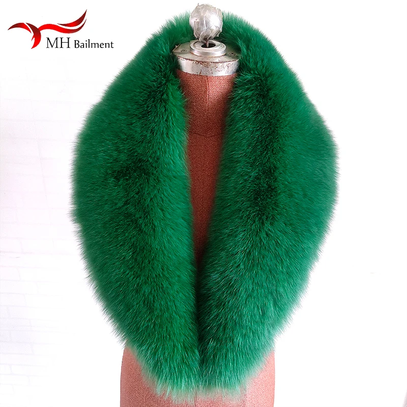 100% Real Fox Fur Collar Women Fashion Autumn Winter Warm Shawl Large Size Neck Warmer Fur Scarf Scarves Jacket Coat Universal