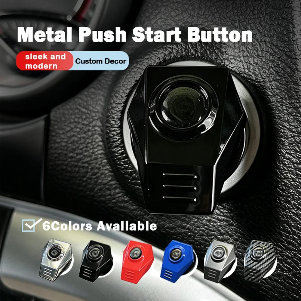 Start Button Decoration Cover Made of Aluminum Alloy with Carbon Fiber Texture for Enhanced Dashboard Visual Appeal