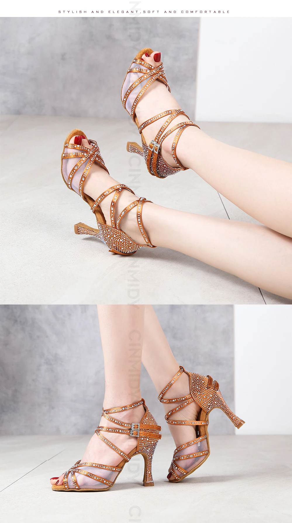 CINMIDY Tanzschuhe für Damen, Netzstoff-Latin-Tanzschuhe, Damen-Salsa-Schuhe, Satin-Hochzeitsschuhe, weiche Sohle, Damensandalen. – Detail 12