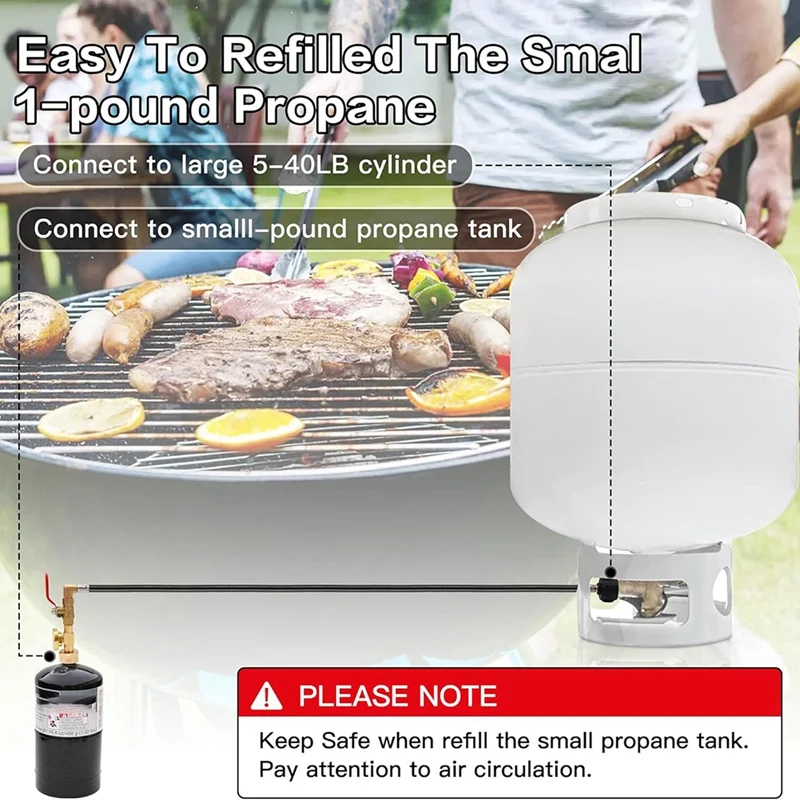ร้อน! 36 นิ้วโพรเพนอะแดปเตอร์เติมท่อ,แรงดันสูง Camping Grill (QCC/Type1 Inlet) 1LB แก๊สโพรเพนถังอะแดปเตอร์