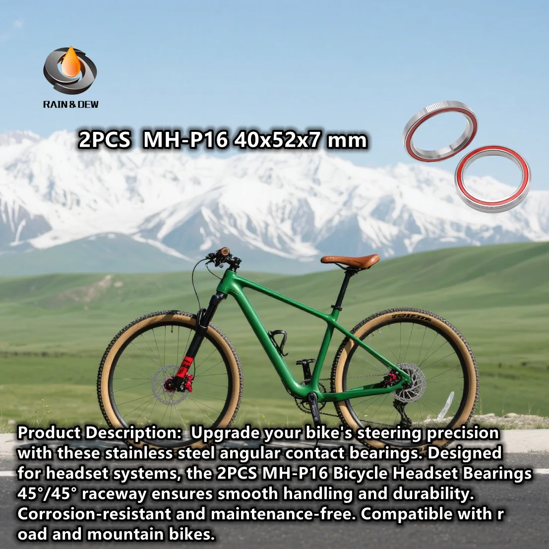 

2 шт. MH-P16 подшипники для велосипедной гарнитуры 40*52*7 мм 45/45 ACB дорожный MTB радиально-упорный велосипедный подшипник из нержавеющей стали ACB4052