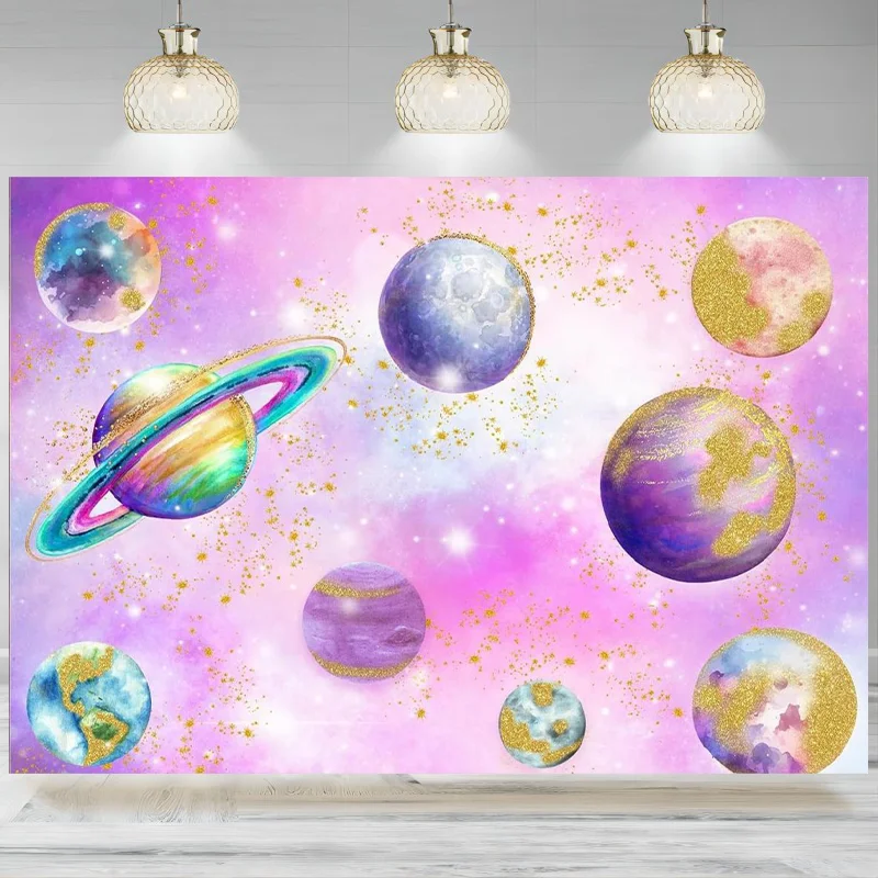 

Birthday Backdrop Outer Space Theme Party Decoration Background Solar System Banner Baby Shower Photo Booth Photography