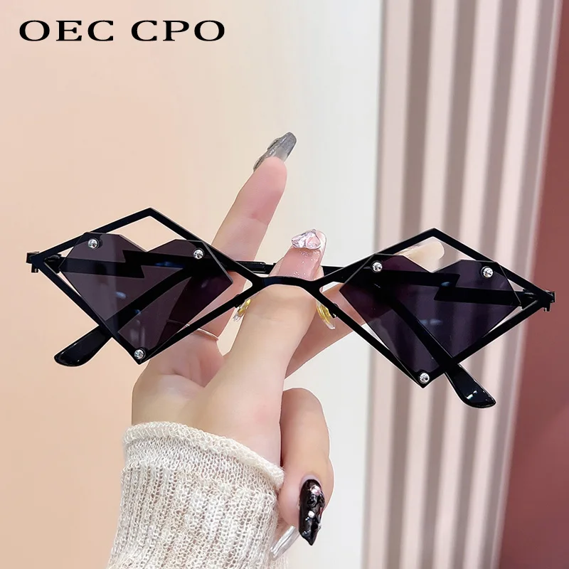 Metal Frames Heart Rimless Sunglasses Women Men Steampunk Luxury Brand Sun Glasses Female Gradient Hip Hop Eyewear UV400 Shades