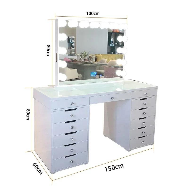 Netizen Dressing Tables Light Luxury Pink Ins Style Makeup Table Light Bulb Studio Dressing Table One Piece Cabinet