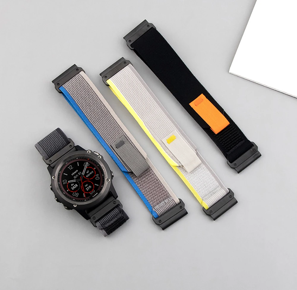 QuickFit 26/22 مللي متر حزام (استيك) ساعة سوار النايلون حلقة حزام ل Garmin Fenix 8 7 7X Pro/Quatix 8 7/Tactix/Instinct 3 2X/Foreunner 970