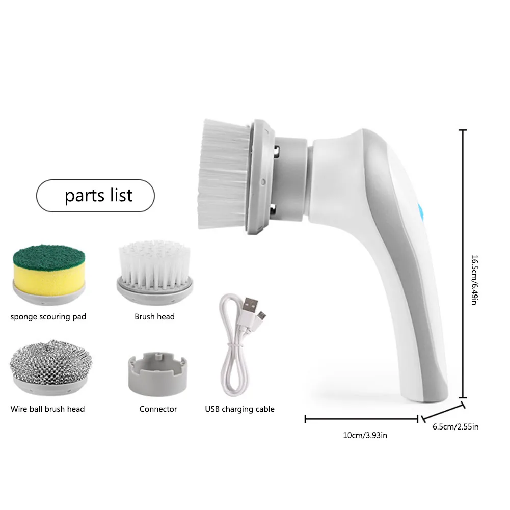 Electric Clean Brush Multifunctional Handheld Scrubber Brush 360 Degree Rotation 3 Replaceable Brush Heads Kichen Accessories