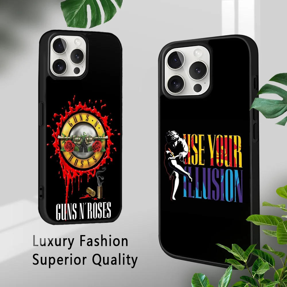 G-Guns N Band Roses Phone Case For iPhone 16 15 14 13 12 11 Pro Xs Max Mini Plus Celulares Hard Funda