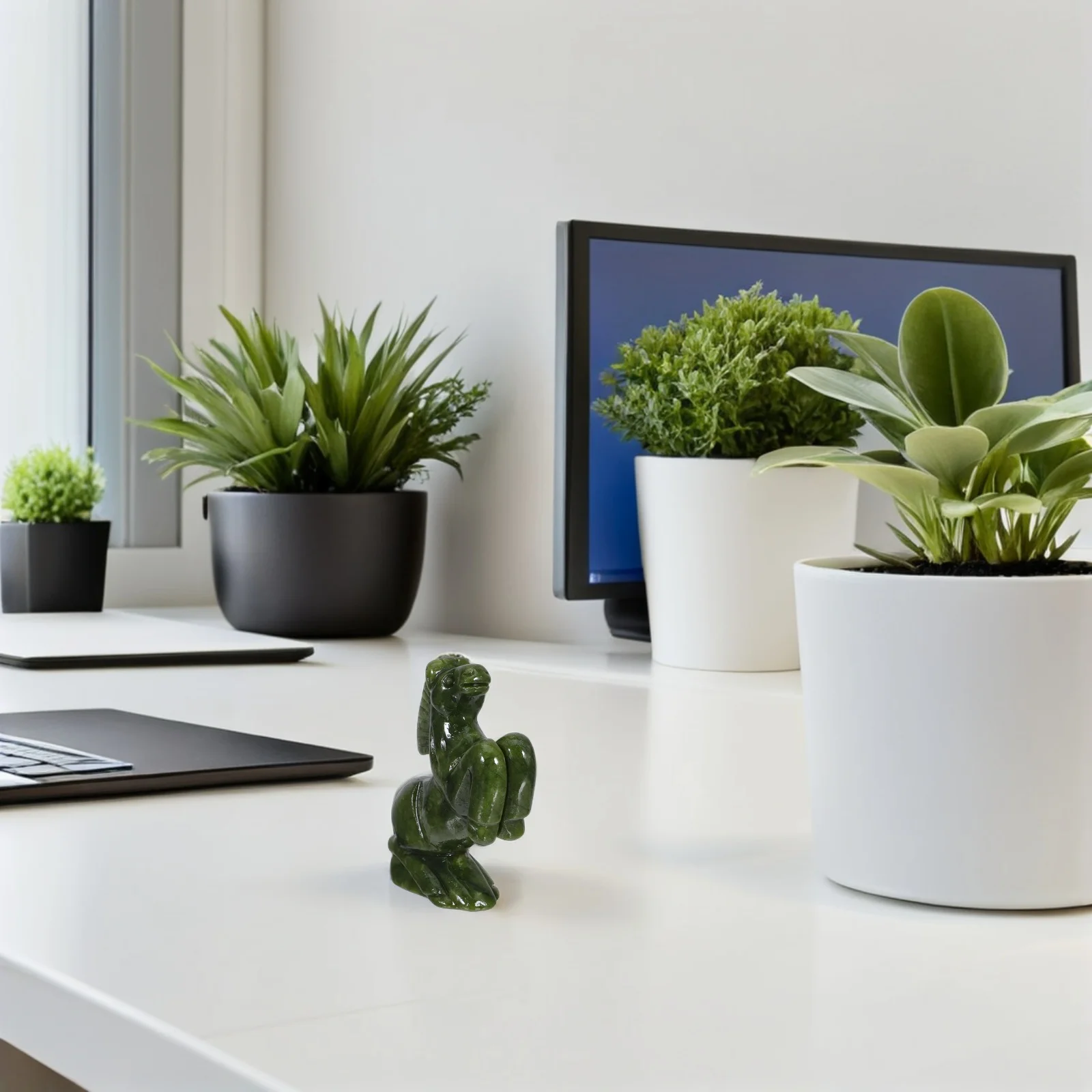 

Jade Carved Horse Statue Chinese Zodiac For Home Office Decor Feng Shui Wealth Symbol Animal Sculpture Green Jade