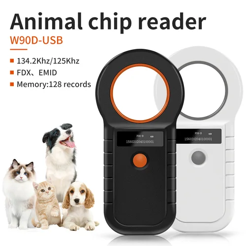 AliExpress Collection Lector RFID de 134,2 KHz para animales, escáner de identificación de mascotas de 15 dígitos, 125KHz, FDX-B, ISO 11784/85, etiqueta de Microchip para Vaca, pez y perro