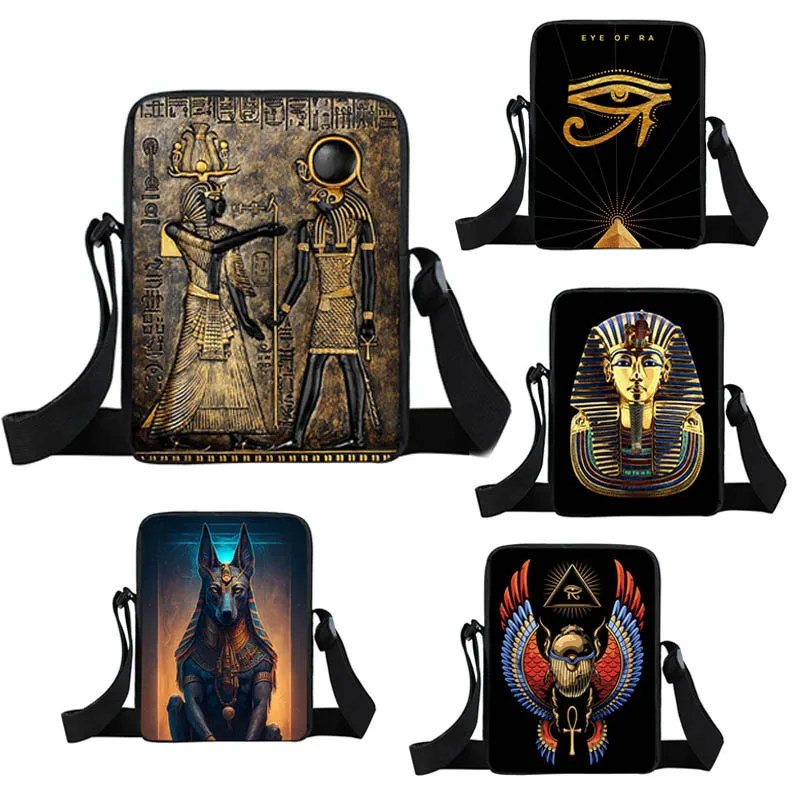 Ancient Egypt God Anubis Crossbody Bags Eye of Horus Handbag Egyptian Pharaoh Messenger Bag Scarab Totem Phone Book Shoulder Bag