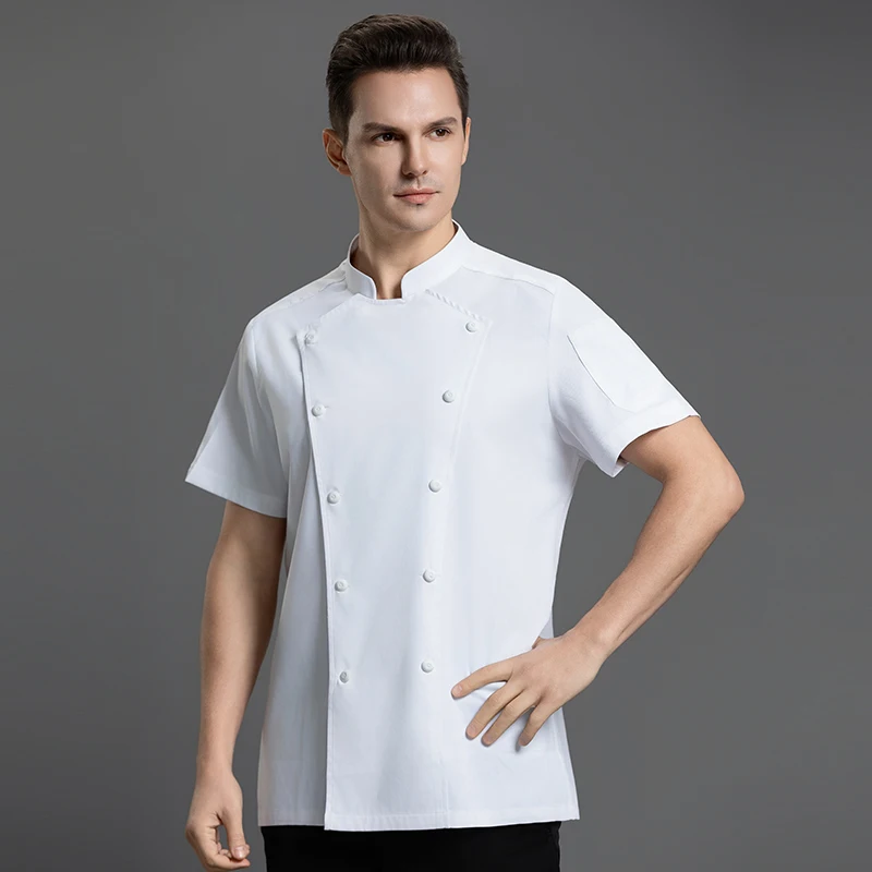 Cappotto da cuoco doppiopetto estivo giacca da cucina abbigliamento da lavoro da forno ristorante uomo tuta da cucina uniforme da cucina professionale