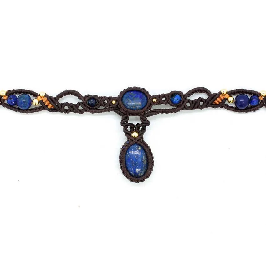 كريستال مضفر حجر مكرامية قلادة قلادة للنساء الجمشت الطبيعي الكوارتز اليدوية الموضوع حبل ملفوفة نسج سلسلة الكولاي #6