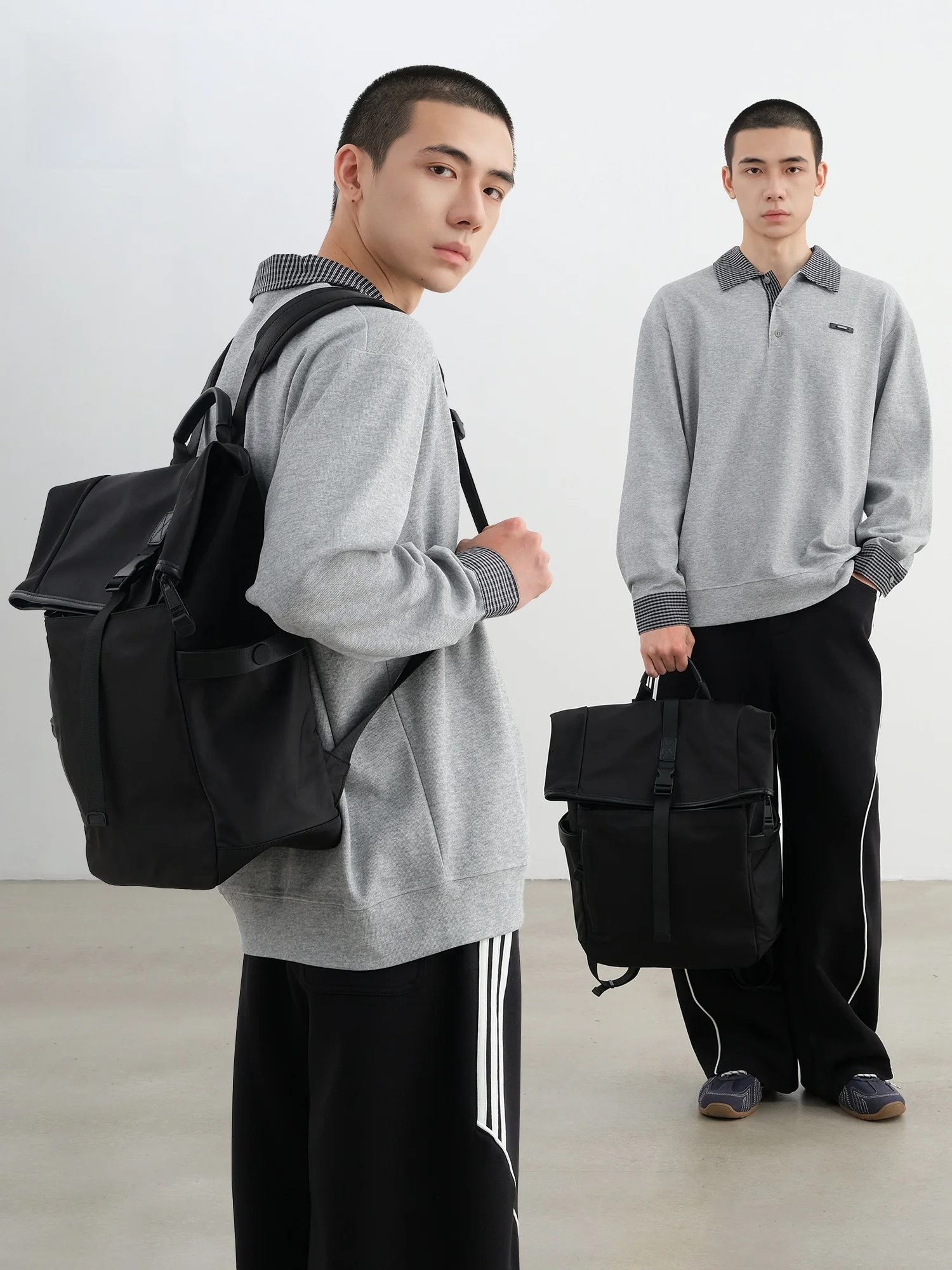 Casual Commuter Backpack Youth Student Simple Design 2026 New Style Nylon Material Vertical Square Shape Pure Color Pattern