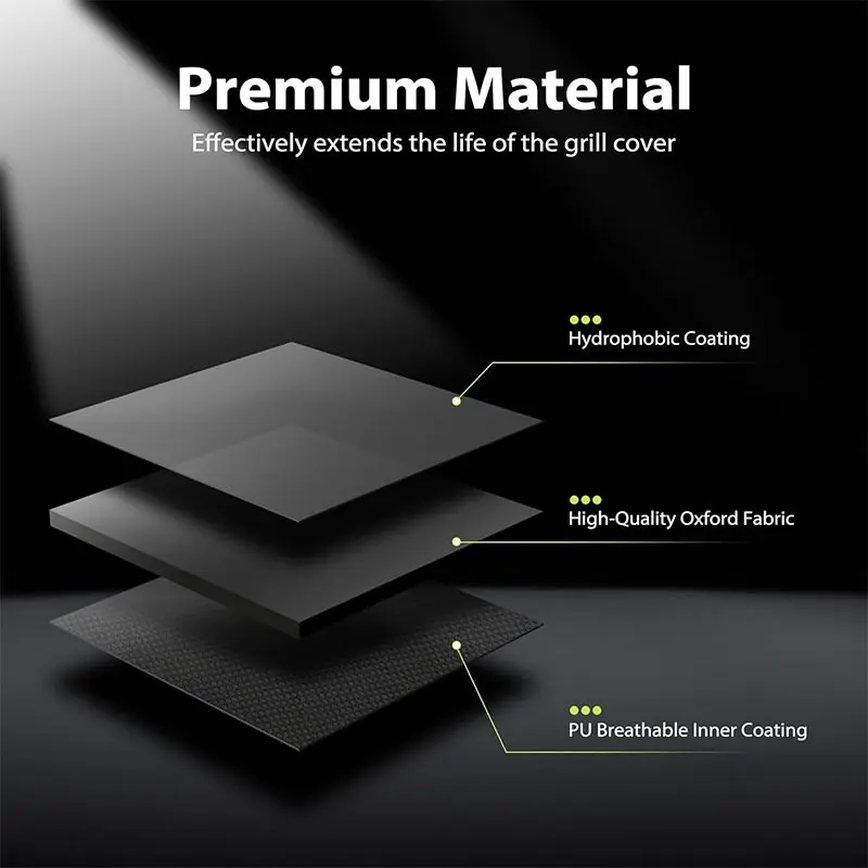 420D Rainproof Outdoor Charcoal Grill Cover,Gas Dustproof Oxford Tent Barbecue Cover Waterproof Strips Grill Rack Protective Ove view 4