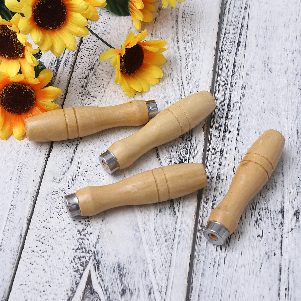 

5Pcs Wooden Handle for File 4.8mm Inner Hole Ergonomic Design Wide Application Metal Sleeve Hold Wooden Handle