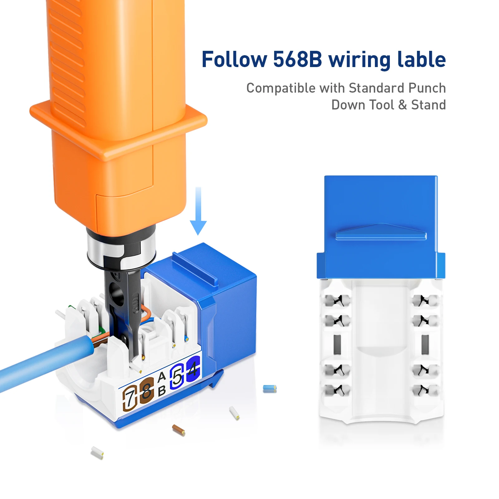 ZoeRax RJ45 Cat6 Keystone Jack profilo sottile 1/10/30-Pack, adattatore Jack Keystone Punch Down Ethernet a 90 gradi