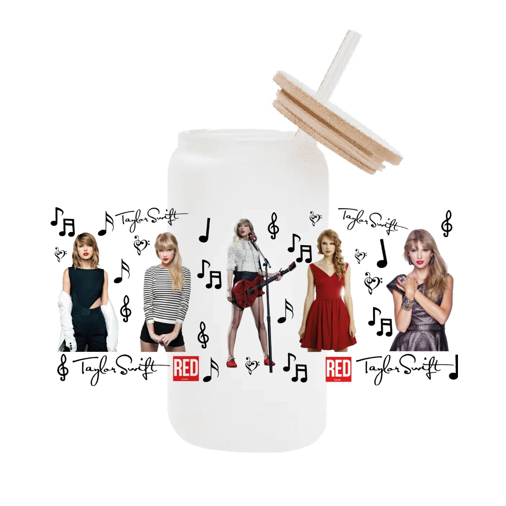 Singer Taylor UV DTF para tazas de 16oz  puede envolver la pegatina de transferencia etiquetas personalizadas logotipo DIY cup