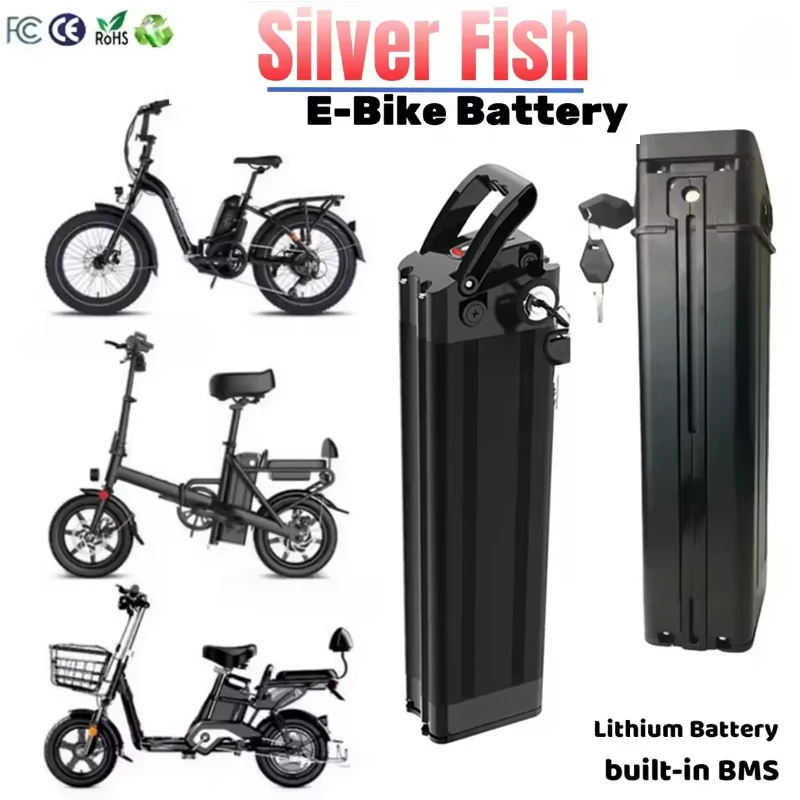 

100% high-quality Silver Fish Battery 36V/48V 20Ah/30Ah 18650 Lithium Ion Battery Pack For 250W 350W 500W 1000W Motor