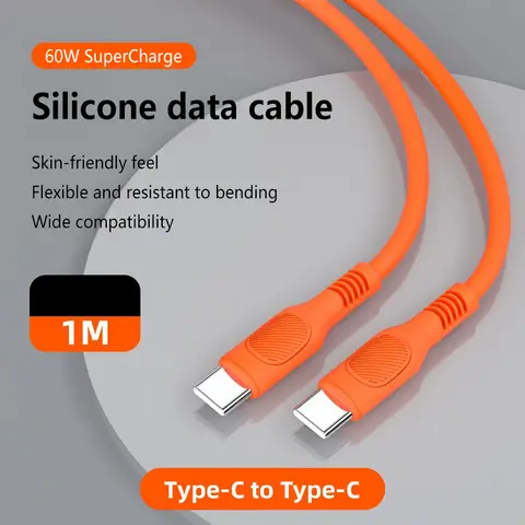 New 60W USB C to USB Type C Cable Fast Charge Data Cable 1M Type C to Type C Fast Charging Wire Cord For iPhone Samsung Xiaomi