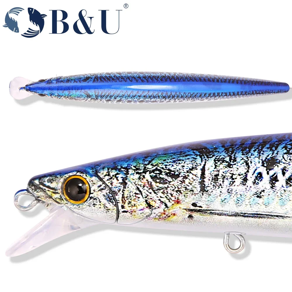 B&U 163 مللي متر/33.5 جرام طُعم أسماك الصيد البحري العائم الطويل ، طُعم صلب مع خطافات ثلاثية ، طُعم للمياه المالحة لبحر البحر #3