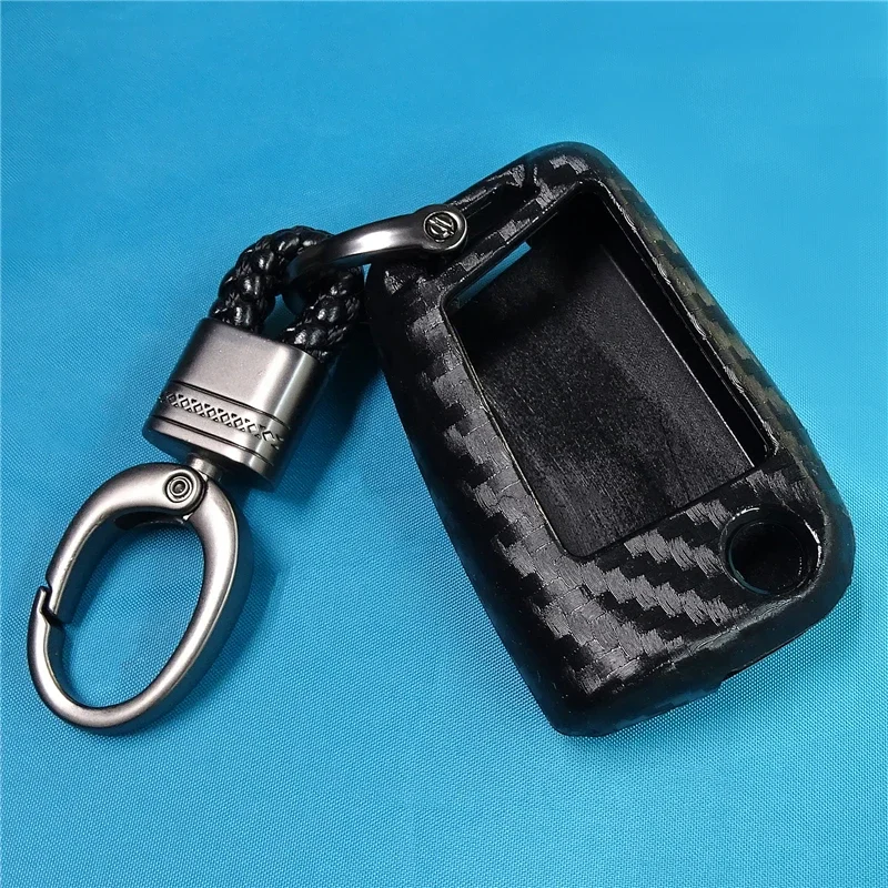 Car Key Case Cover For Volkswagen VW Golf 7 GTI R MK7 Tiguan Carbon Fiber Car Key Bag Shell Holder Fob Keyring Keychain