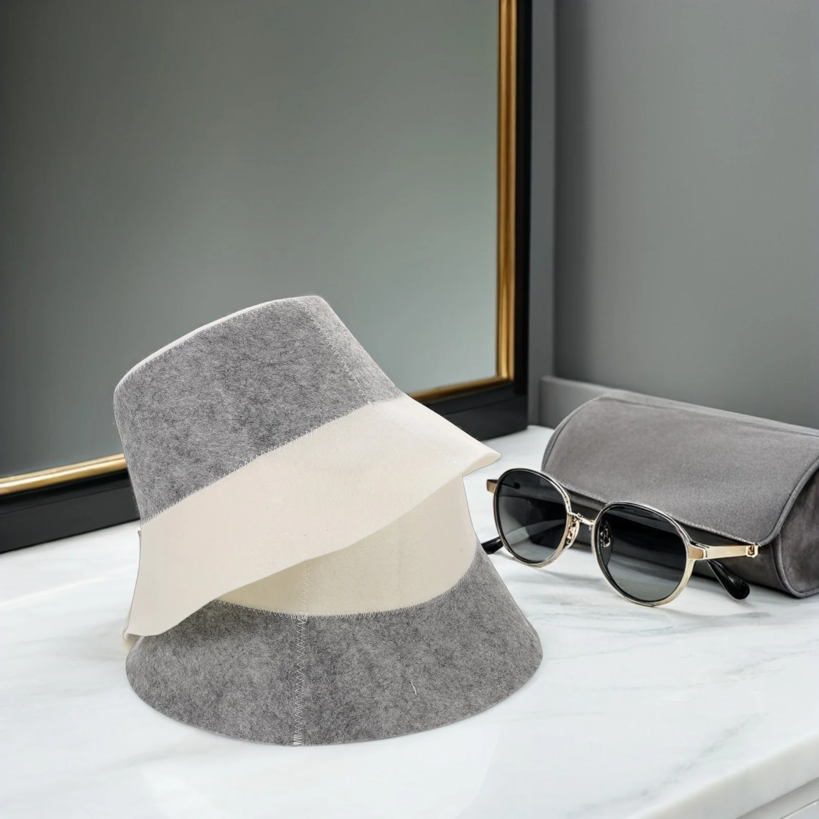 

2Pcs Sauna Hat - Stylish Felt Hair Protector Cap for Steam Room Spa - Moisture Absorbent Thermal Head Cover Russian Banya