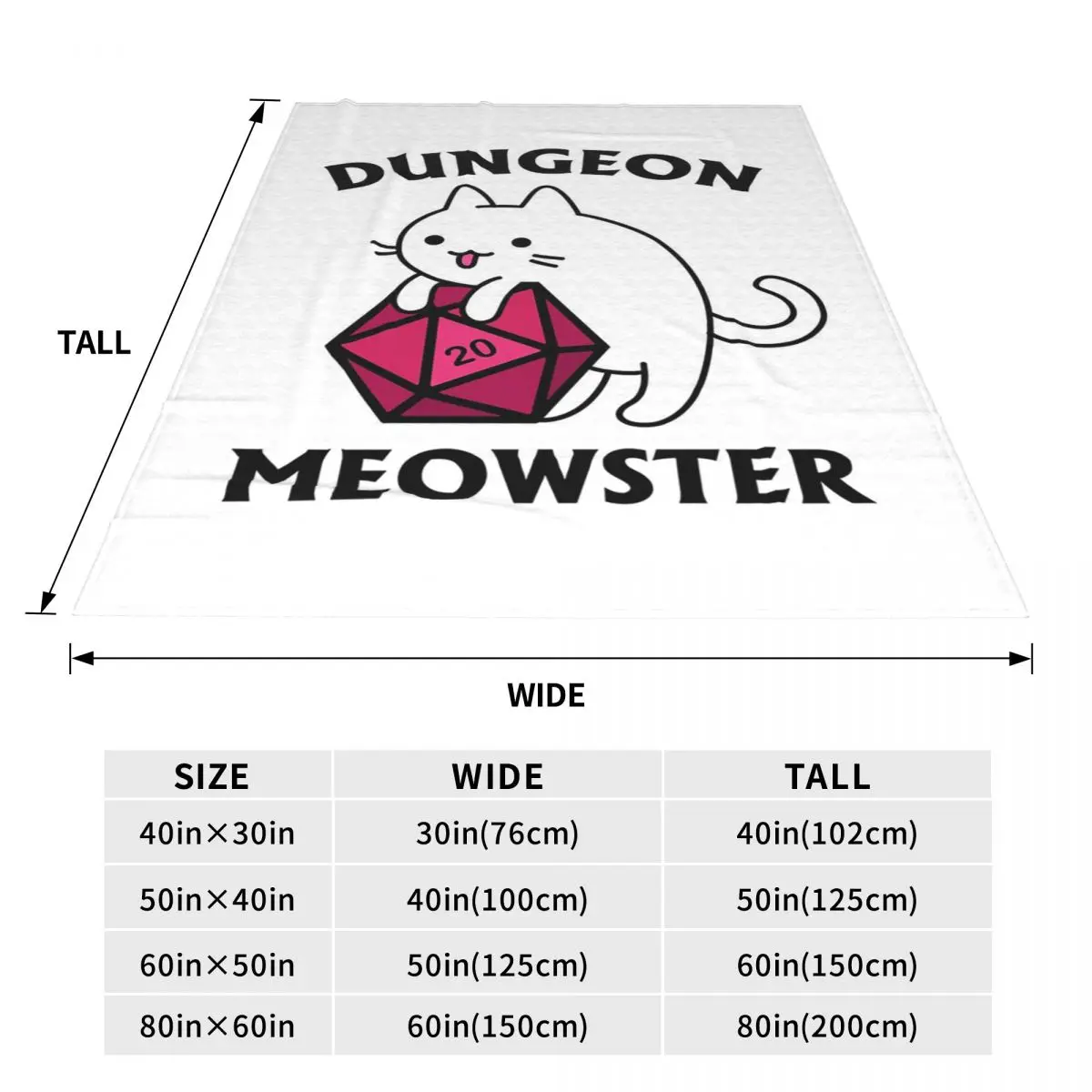 Dungeon Meowster DnD Dungeon Master Cat With D20 Blanket Flannel Sofa Throw Blanket  for Home Bedroom Throws Bedspread Quilt