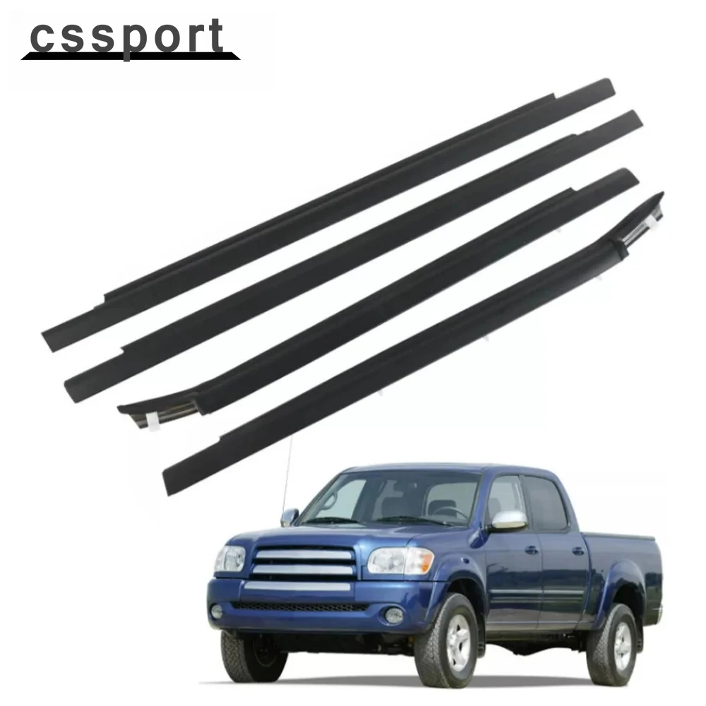 

75740-0C022 75720-0C010 4pcs Door Outside Weatherstrip Window Molding Trim For 2000-2006 Toyota Tundra Double Cab 4.7L MW-1033